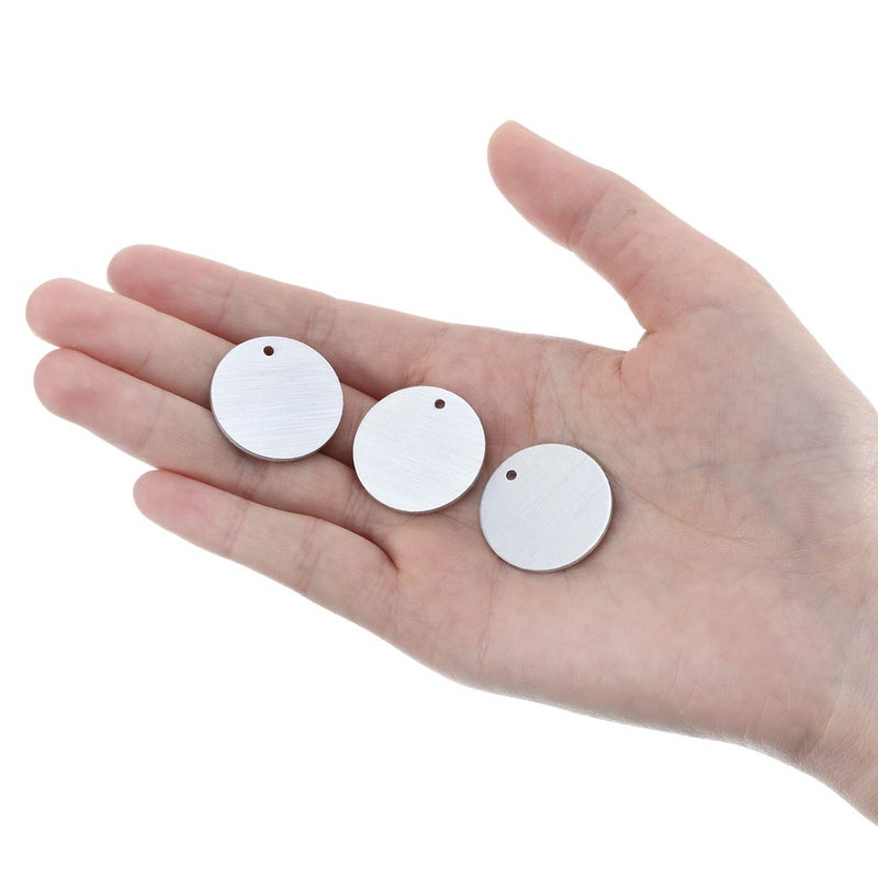 Poen Metal Stamping Blank Tags Aluminum Blanks Metal Tags 1 Inch Round with Hole, 0.06 Inch Thickness for Jewelry Stamping(100) - Image 5